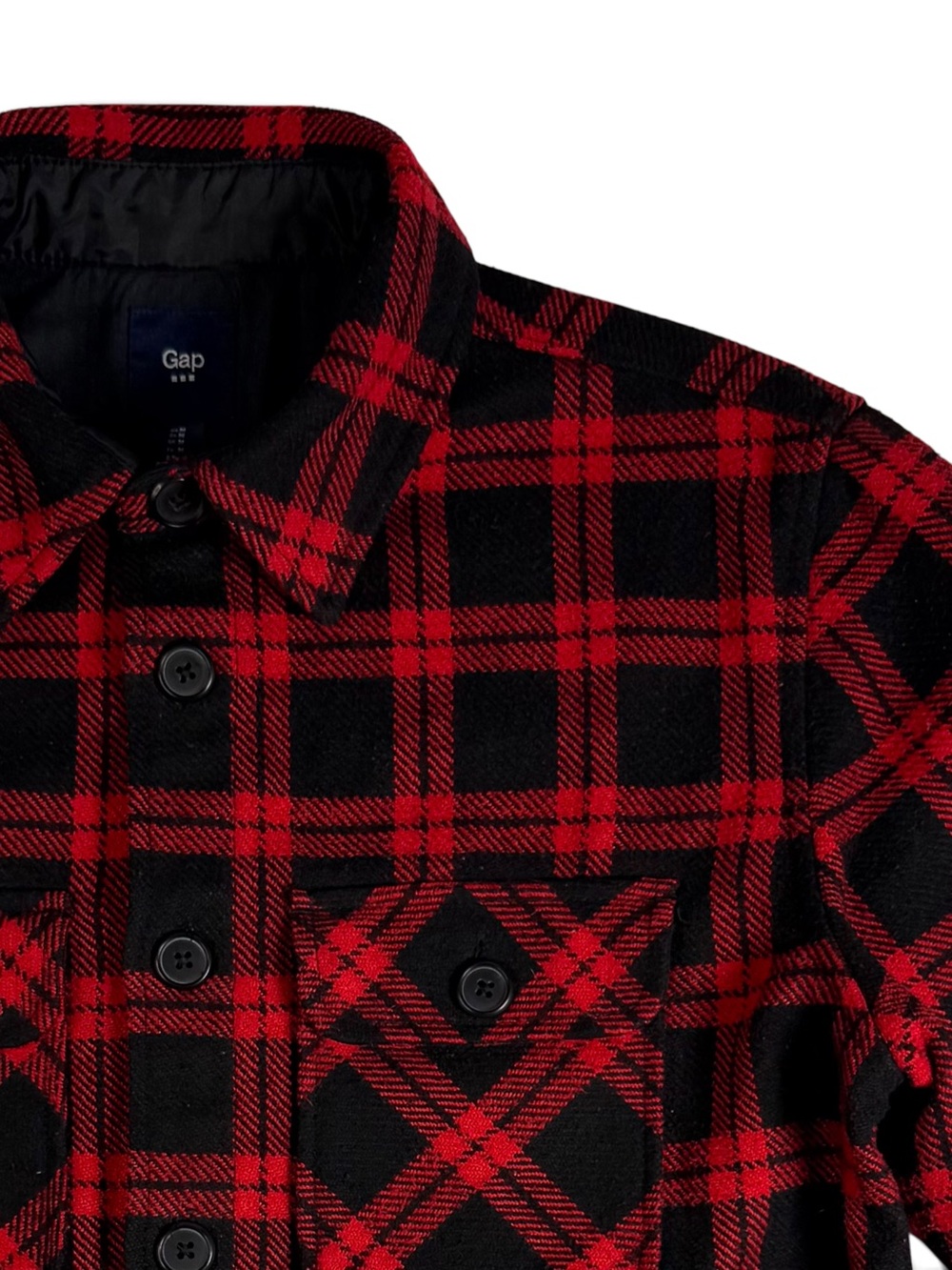 Gap Wool Blend Plaid Shacket Red Black Shirt Jacket Men’s Medium